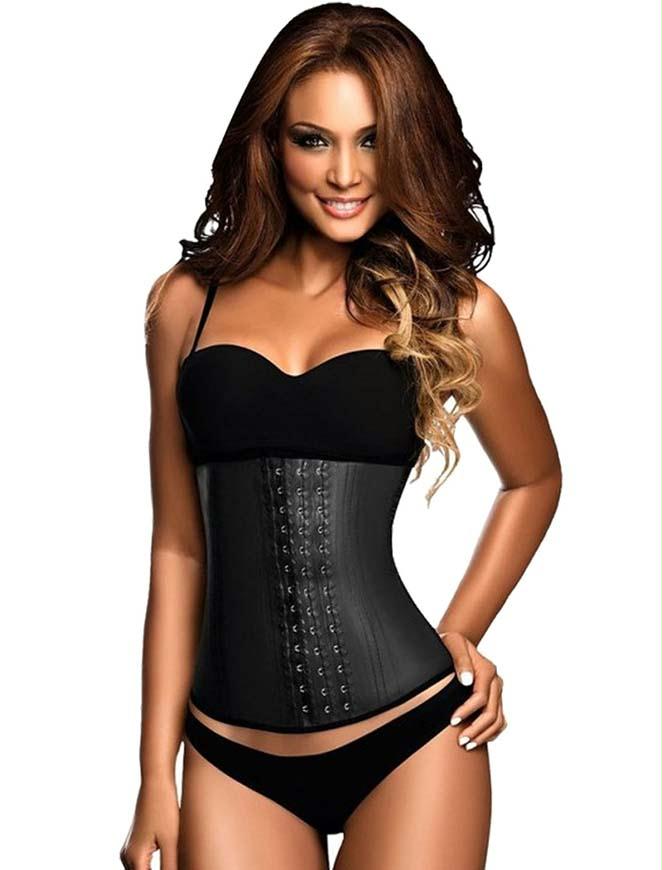 4 Steel Bones Black Latex Corset