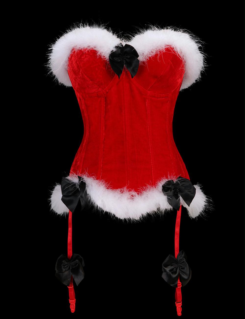 Sexy Red Christmas Corset with Thong